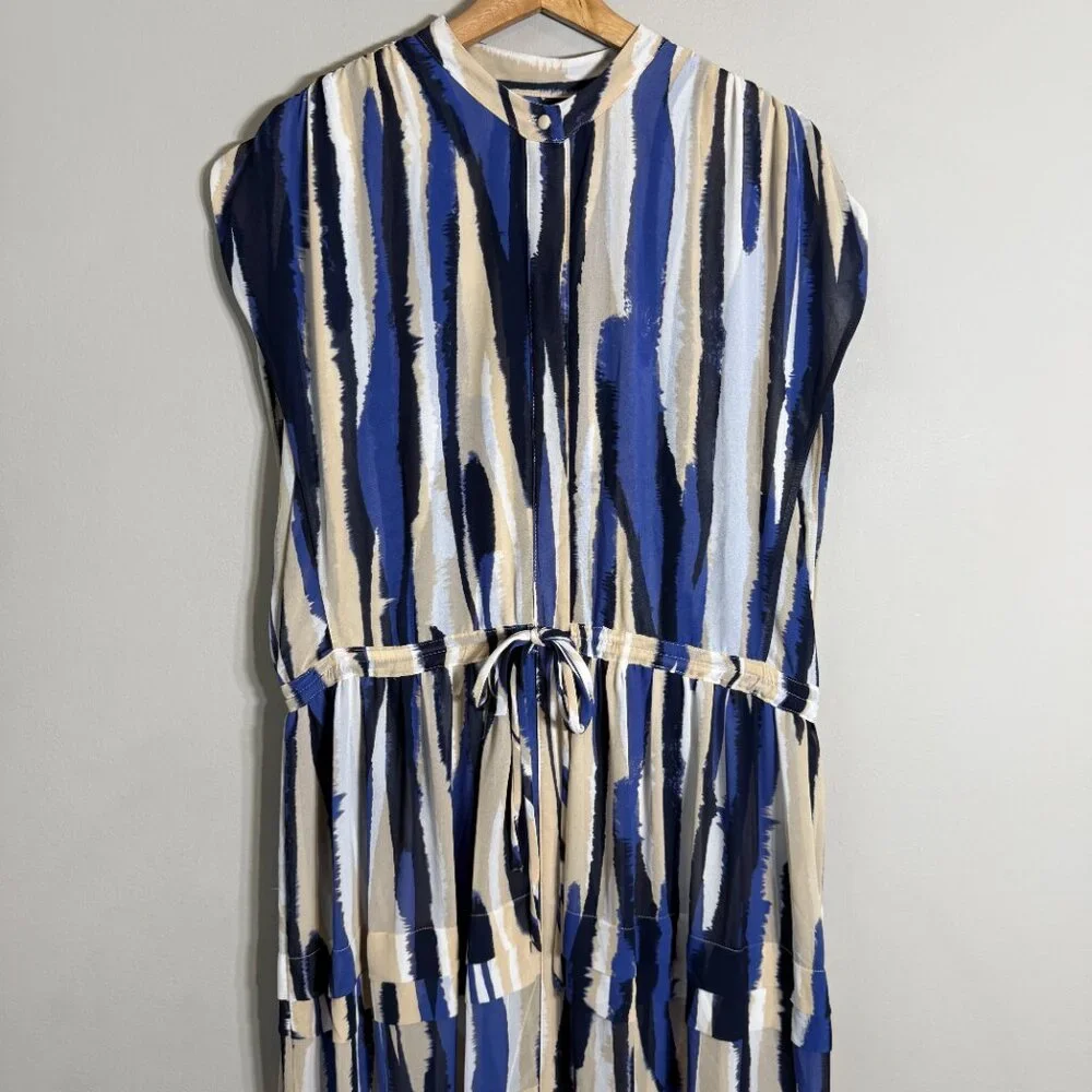 Misa Los Angeles Ulricha Striped Button Up Tiered Maxi Dress Women's Medium Blue - Picture 7 of 16